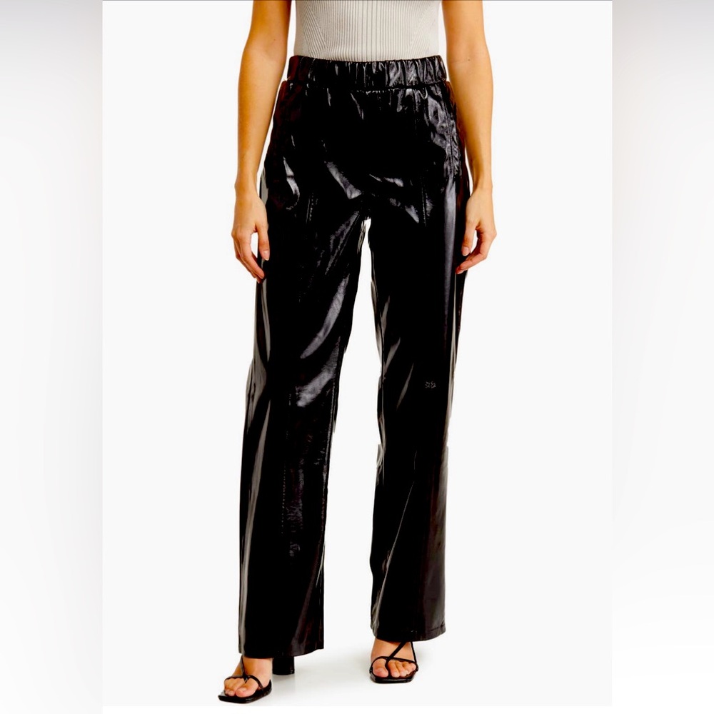 Faux leather pull on pants